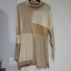 Soft Surroundings Soft And Luxuriuos Color Block Beige Sweater Size XL